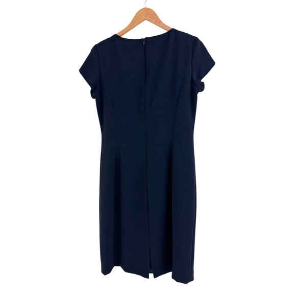 Evan Picone Navy Blue V-Neck Short Sleeve Lined Sheath Size 12 Office Career - Picture 4 of 7